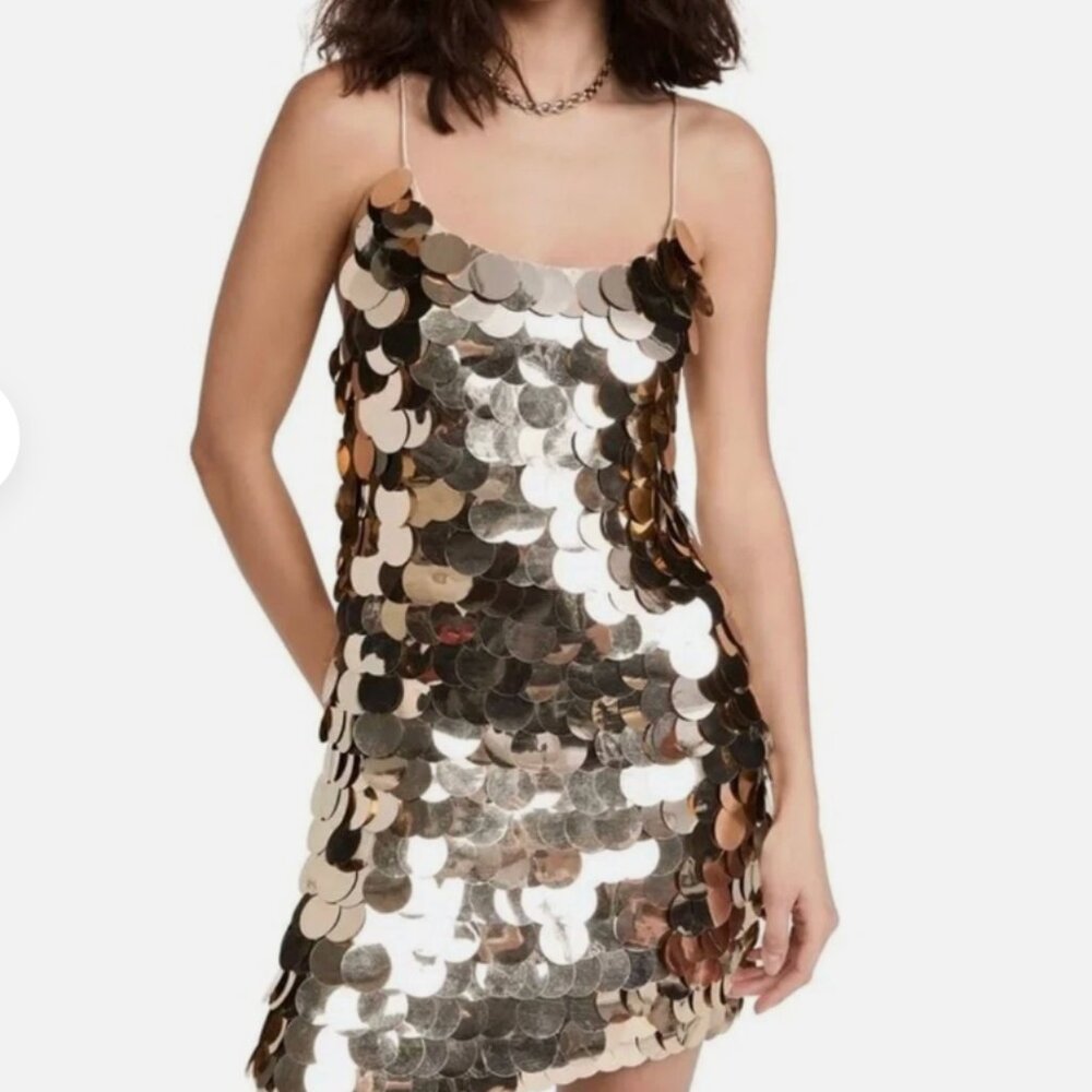 ✨NWT✨ Alice + Olivia Contessa Sz 6 Gold Paillettes Mini  (THE ONLY Size 6 NWT)